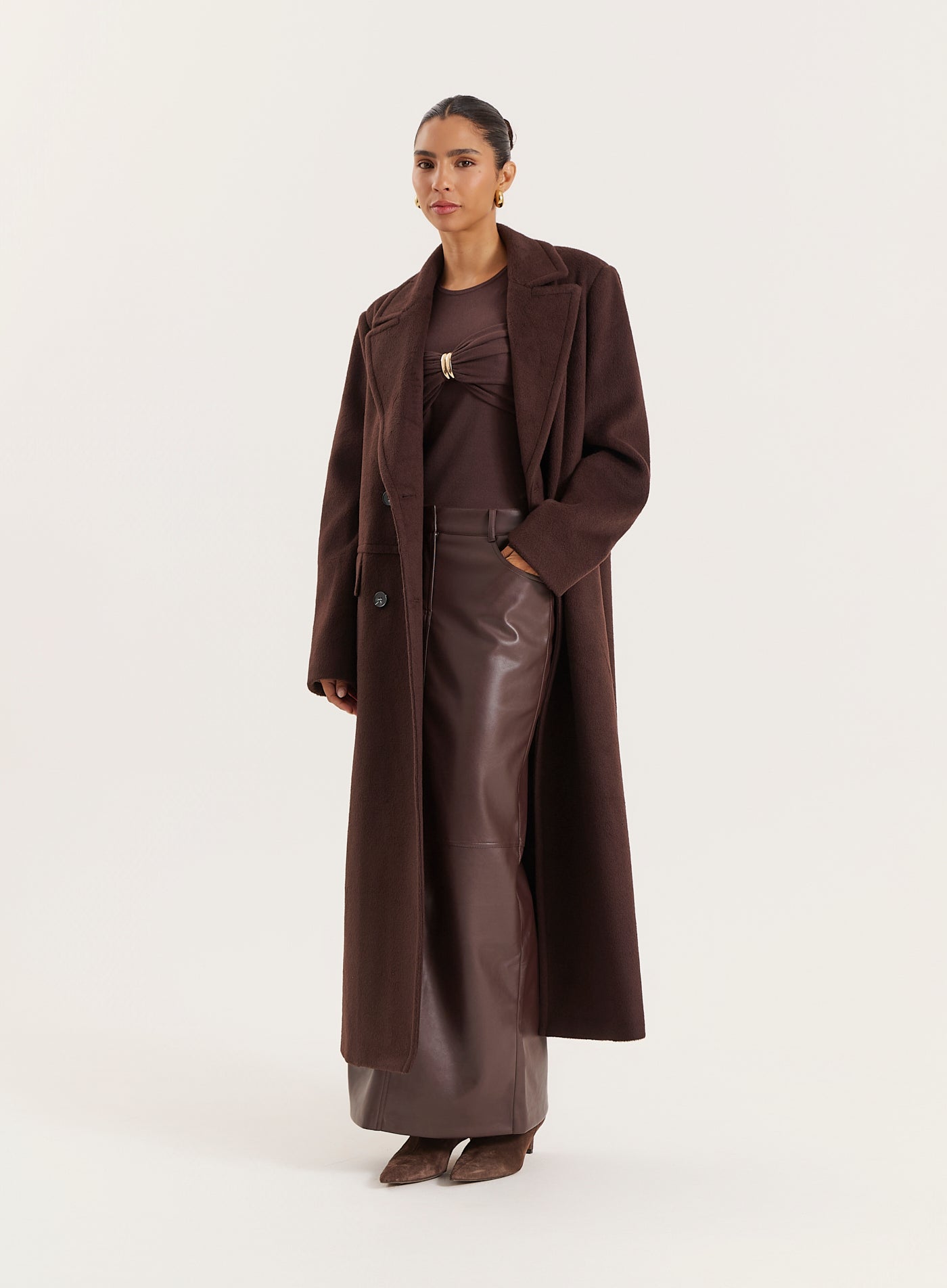 Chocolate Knitted Hardware Bust Detail Top